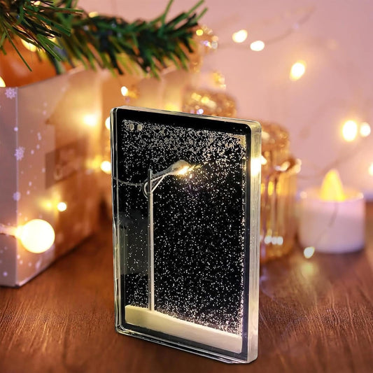 Snowfall Lamp, Street Light Snow Globe, Handmade DIY Snow Scenery Night Light, Christmas Desktop Decor for Birthday, Make Your Own Christmas Night Light, Snowflake Lamp for Family and Kids