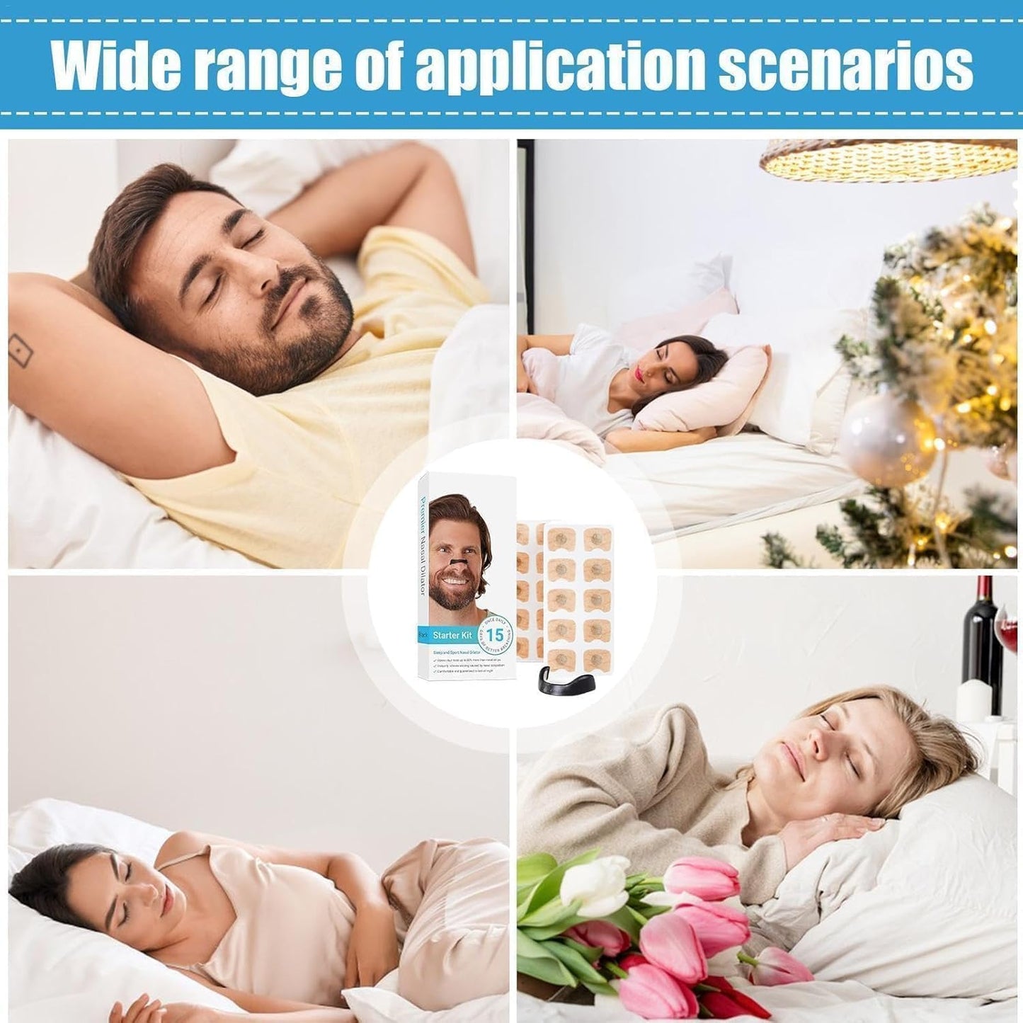 Premier Nasal Dilator Starter Kit – Black | Sleep & Sport Nasal Breathing Aid (15-Day Supply)