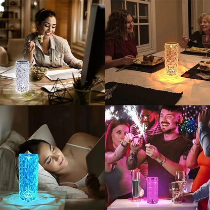Diamond Crystal Table Lamp – Elegant Touch Control LED Ambient Light 16 Color Changing Touch Lamp with Remote Control, USB Rechargeable LED Night Light for Bedroom, Living Room, Party