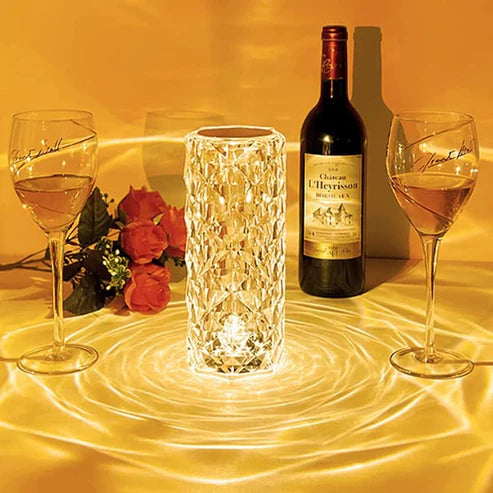 Diamond Crystal Table Lamp – Elegant Touch Control LED Ambient Light 16 Color Changing Touch Lamp with Remote Control, USB Rechargeable LED Night Light for Bedroom, Living Room, Party