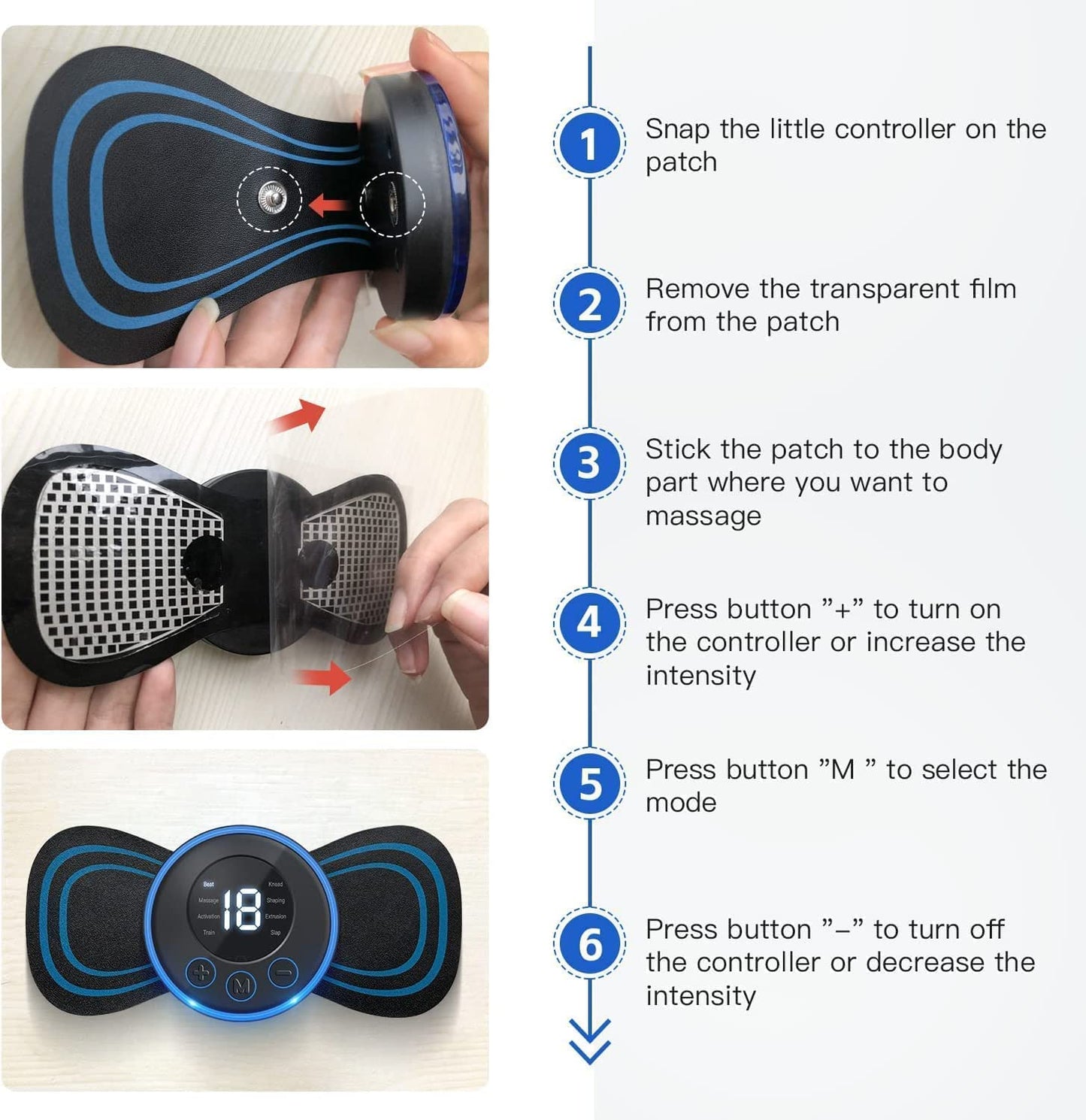 Mini Massage Machine Mini Massager Portable Rechargeable Full Body Massager For Pain Relief With 8 Mode Ems Neck Cervical Massager (Body Massager) (Vib-Mass),Multicolour