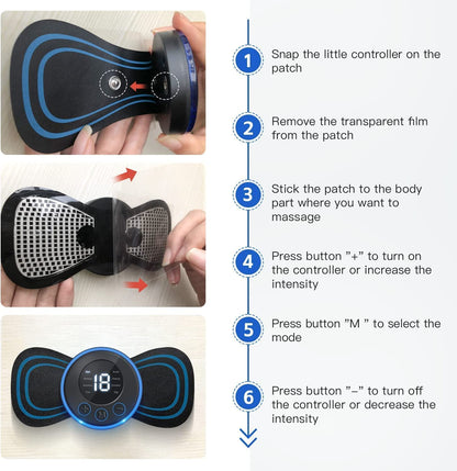 Mini Massage Machine Mini Massager Portable Rechargeable Full Body Massager For Pain Relief With 8 Mode Ems Neck Cervical Massager (Body Massager) (Vib-Mass),Multicolour