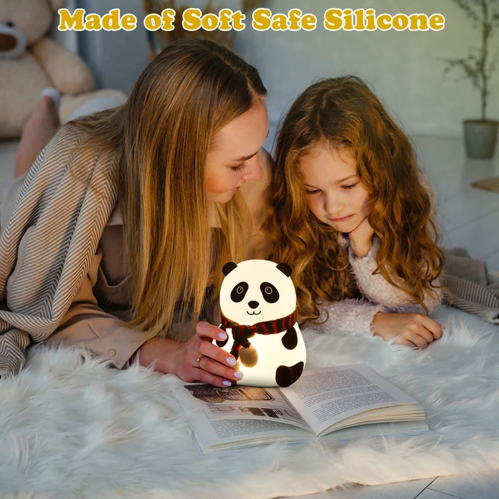 Dropshipping india Cute Panda LED Night Light – Soft Silicone Bedside Lamp with Cozy Glow Silicone Panda Touch Lamp Night Light for Kids Lover Gifts for Teen Girls Boys Nightlight Lamp Cute Aesthetic Baby Room Decor Gifts for Girlfreinds