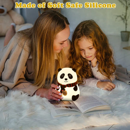 Dropshipping india Cute Panda LED Night Light – Soft Silicone Bedside Lamp with Cozy Glow Silicone Panda Touch Lamp Night Light for Kids Lover Gifts for Teen Girls Boys Nightlight Lamp Cute Aesthetic Baby Room Decor Gifts for Girlfreinds