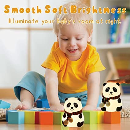 Dropshipping india Cute Panda LED Night Light – Soft Silicone Bedside Lamp with Cozy Glow Silicone Panda Touch Lamp Night Light for Kids Lover Gifts for Teen Girls Boys Nightlight Lamp Cute Aesthetic Baby Room Decor Gifts for Girlfreinds