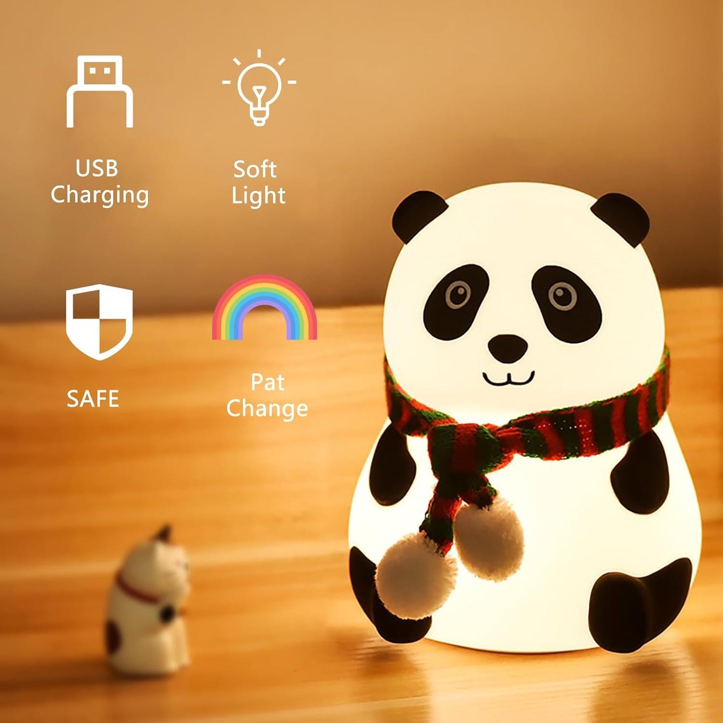 Dropshipping india Cute Panda LED Night Light – Soft Silicone Bedside Lamp with Cozy Glow Silicone Panda Touch Lamp Night Light for Kids Lover Gifts for Teen Girls Boys Nightlight Lamp Cute Aesthetic Baby Room Decor Gifts for Girlfreinds
