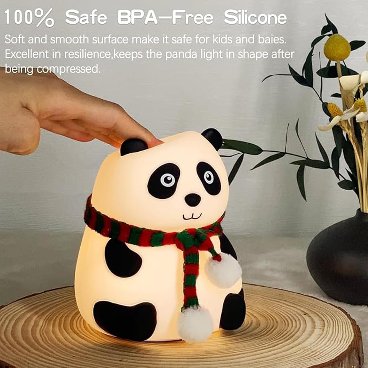 Dropshipping india Cute Panda LED Night Light – Soft Silicone Bedside Lamp with Cozy Glow Silicone Panda Touch Lamp Night Light for Kids Lover Gifts for Teen Girls Boys Nightlight Lamp Cute Aesthetic Baby Room Decor Gifts for Girlfreinds