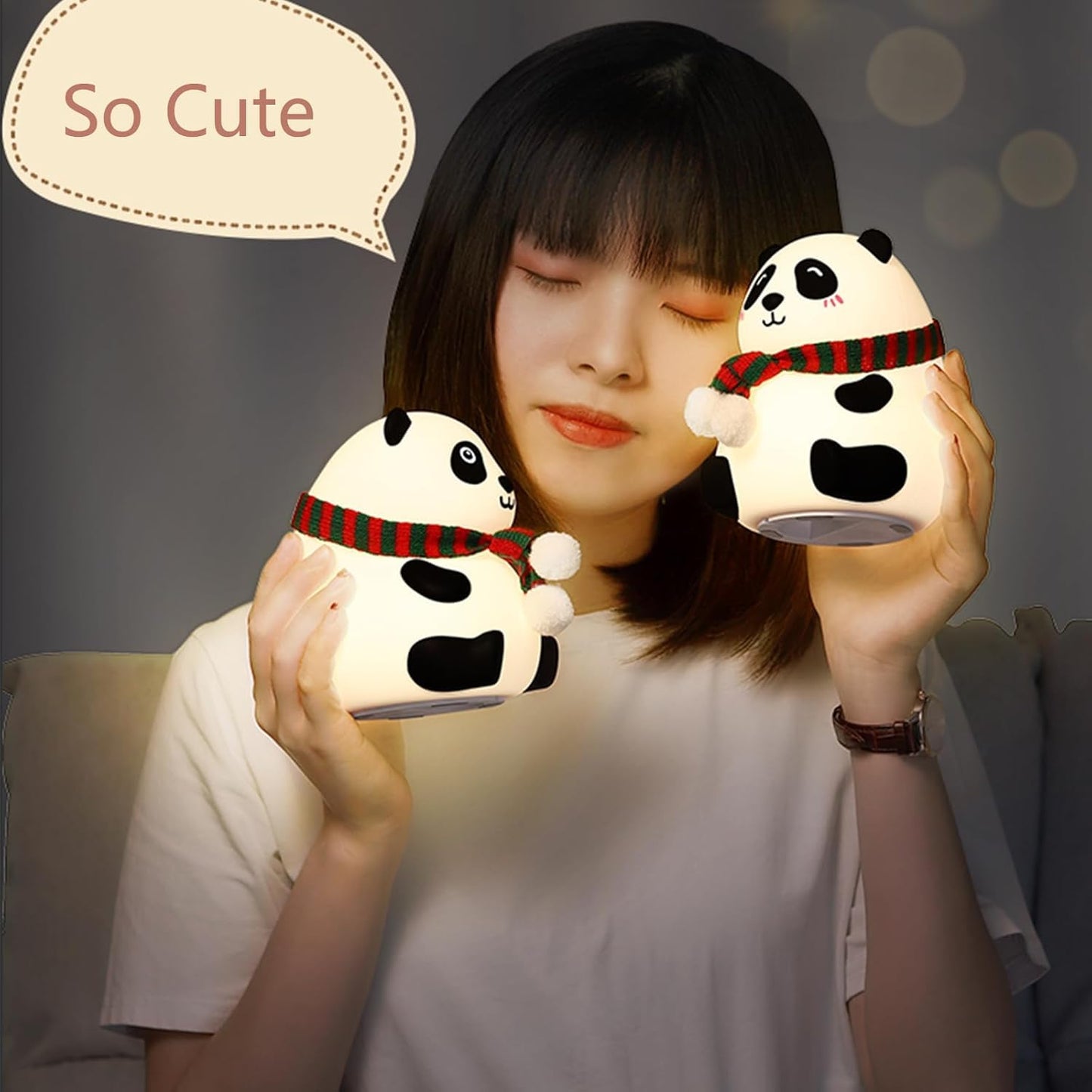 Dropshipping india Cute Panda LED Night Light – Soft Silicone Bedside Lamp with Cozy Glow Silicone Panda Touch Lamp Night Light for Kids Lover Gifts for Teen Girls Boys Nightlight Lamp Cute Aesthetic Baby Room Decor Gifts for Girlfreinds