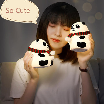 Dropshipping india Cute Panda LED Night Light – Soft Silicone Bedside Lamp with Cozy Glow Silicone Panda Touch Lamp Night Light for Kids Lover Gifts for Teen Girls Boys Nightlight Lamp Cute Aesthetic Baby Room Decor Gifts for Girlfreinds