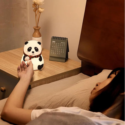 Dropshipping india Cute Panda LED Night Light – Soft Silicone Bedside Lamp with Cozy Glow Silicone Panda Touch Lamp Night Light for Kids Lover Gifts for Teen Girls Boys Nightlight Lamp Cute Aesthetic Baby Room Decor Gifts for Girlfreinds