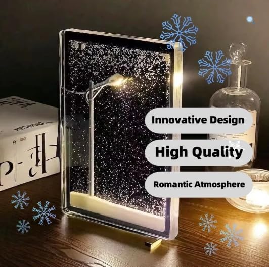 Snowfall Lamp, Street Light Snow Globe, Handmade DIY Snow Scenery Night Light, Christmas Desktop Decor for Birthday, Make Your Own Christmas Night Light, Snowflake Lamp for Family and Kids