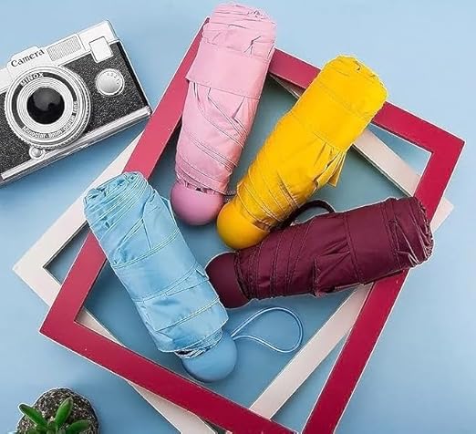 Dropshipping india Mini Capsule Umbrella – 6-Rib UV-Resistant Pocket Umbrella (18.5cm Folded), Waterproof & Windproof for Men, Women & Kids