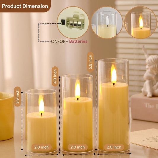VERVENIX Flameless LED Pillar Candles – Realistic Warm Light for Home Décor, Safe & Elegant Ambiance