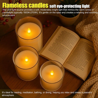 VERVENIX Flameless LED Pillar Candles – Realistic Warm Light for Home Décor, Safe & Elegant Ambiance