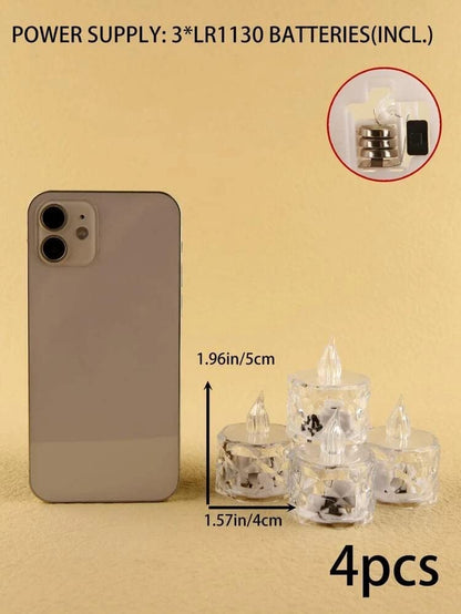 Crystal Acrylic Flameless LED Candles (Set of 6) – Warm Flickering Light for Home & Festive Décor