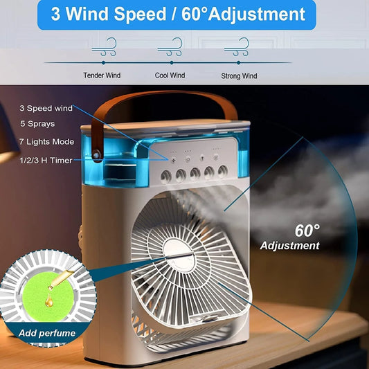 Portable Air Conditioner - Small Personal Air Cooler Quiet AC Portable Mini Computer Cooling Fan USB Powered 1/2/3H Timer, 3 Speed