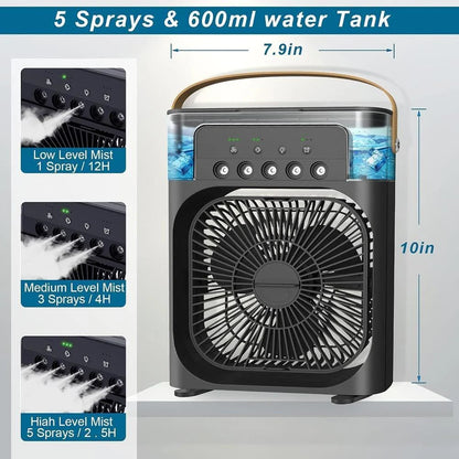 Portable Air Conditioner - Small Personal Air Cooler Quiet AC Portable Mini Computer Cooling Fan USB Powered 1/2/3H Timer, 3 Speed