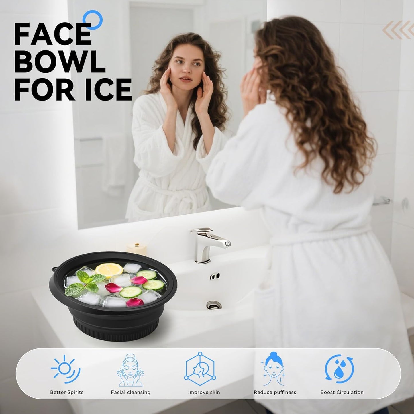 Collapsible Silicone Ice Facial Bowl for Face Ice Bath | Pore Tightening, Puffiness Relief & Skin Glow