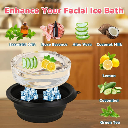 Collapsible Silicone Ice Facial Bowl for Face Ice Bath | Pore Tightening, Puffiness Relief & Skin Glow
