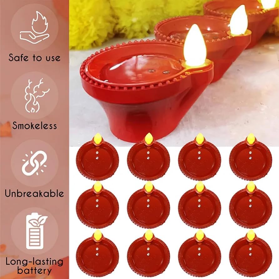 🪔 Pickartme Water LED Sensor Diya for Diwali – Automatic On/Off Floating Diya Lights (Pack of 12)