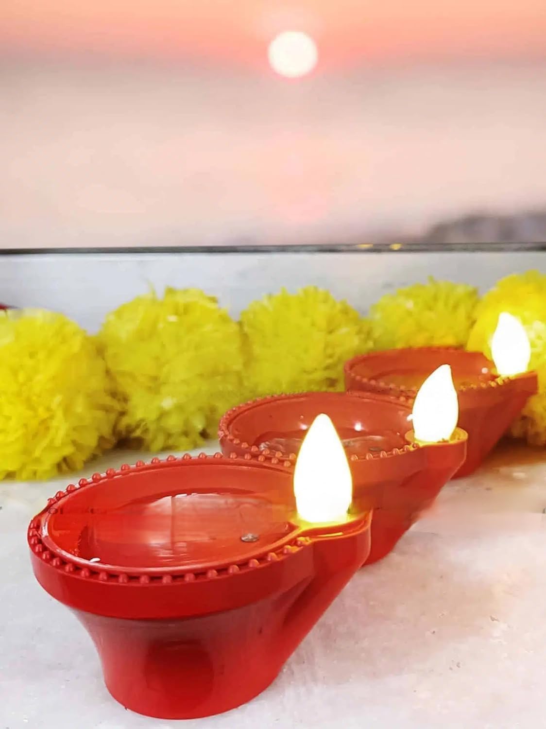 🪔 Pickartme Water LED Sensor Diya for Diwali – Automatic On/Off Floating Diya Lights (Pack of 12)
