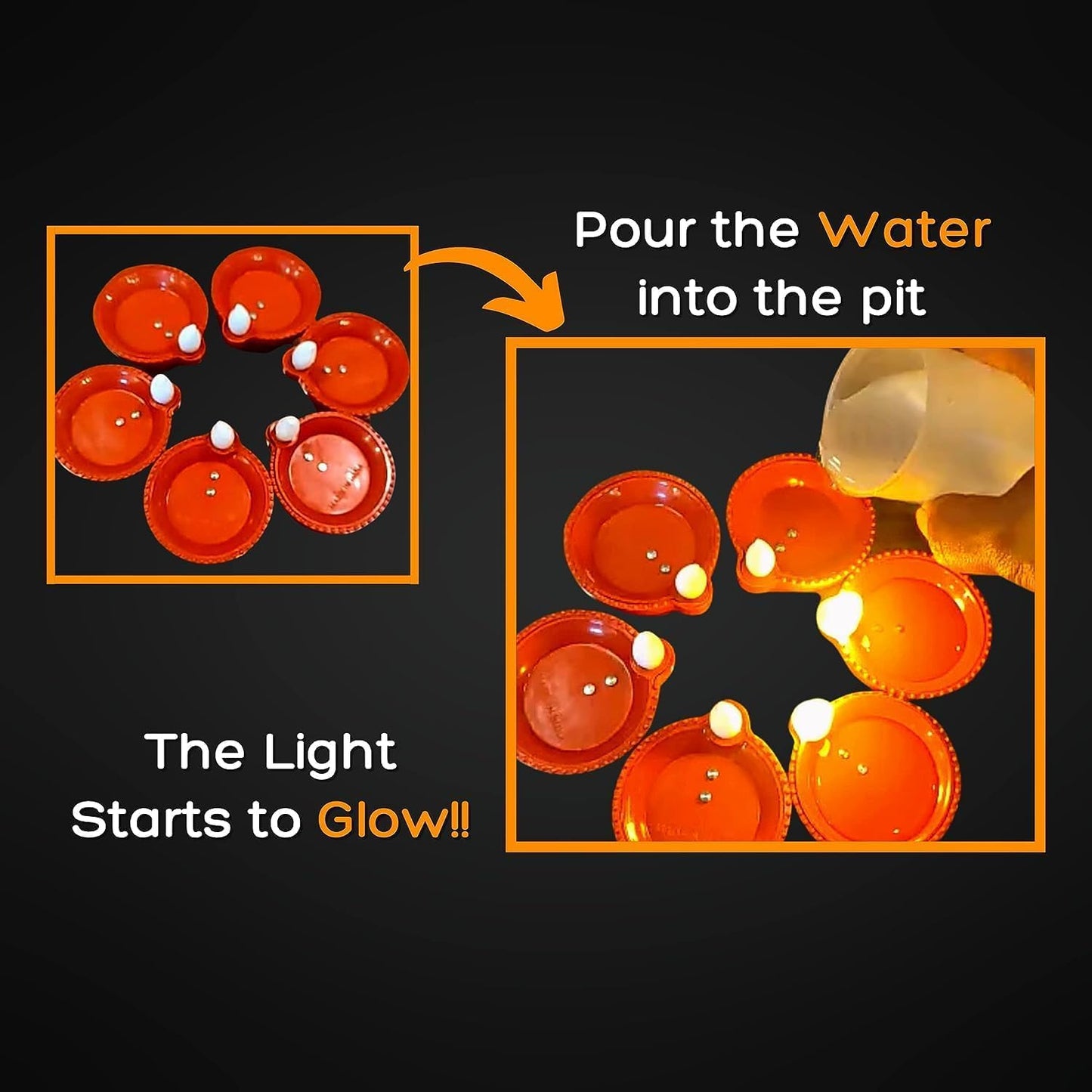 🪔 Pickartme Water LED Sensor Diya for Diwali – Automatic On/Off Floating Diya Lights (Pack of 12)