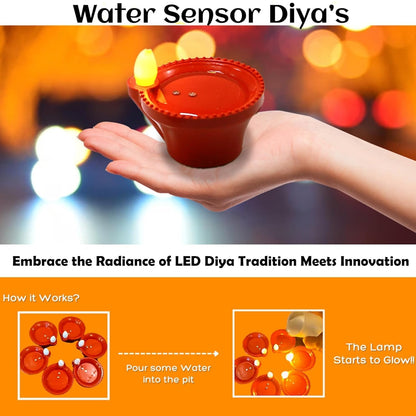 🪔 Pickartme Water LED Sensor Diya for Diwali – Automatic On/Off Floating Diya Lights (Pack of 12)